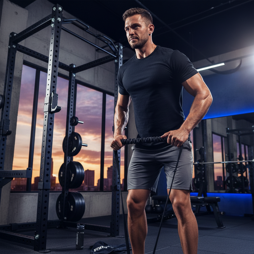 Person using heavy resistance band